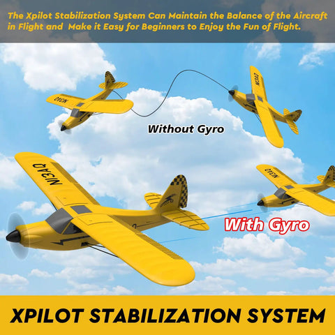 Noob Friendly RC Plane With XPILOT Stabilization System flying with gyro and without gyro comparison in the sky