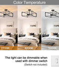 3 different color temperature settings for 4 Light Black Semi Flush Mount Ceiling Light Fixture With Industrial Farmhouse Vibe.
