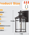 Heavy Duty Motion Sensor Outdoor Wall Lights Dusk To Dawn Porch Light Brown Waterproof Fixture Offering Three Easy Switch Modes And Wide Forty Foot Range For Truly Hassle Free Security Two Pack showing dimensions and installation details.