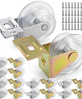 16 Pack Top Shelf Drawer Guide Rollers With Complete Mounting Screws Slick Operation Replacement Parts For Kitchen Cabinets Office Furniture And Workshop Drawers No Sweat Repair Set showing nylon wheels and metal mounts.
