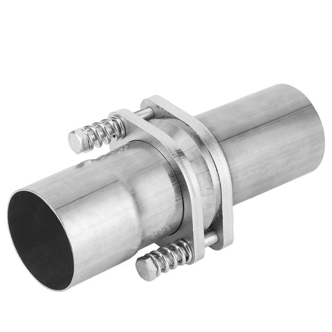 Premium Heavy Duty Stainless Steel Exhaust Flange Repair Pipe Kit With Quick Fix Spring Screw Clip Universal 2.75 Inch connecting pipe with clamps.