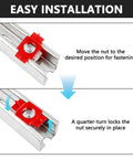 50 Piece Pack 1/4 20 Red Nylon Strut Channel Cone Nuts Twist Lock Hardware Fasteners For Metal Framing showing easy installation.