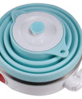 Foldable Travel Electric Kettle With Collapsible Food Grade Silicone 600ml Capacity Dual Voltage 110-220V US Plug Ultra Portable Blue Kettle
