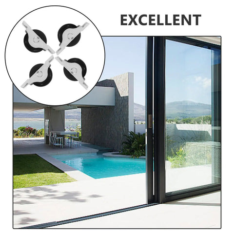 4 Pack Nylon Sliding Door Rollers with Double Bearings for Silent Cabinet and Wardrobe Motion Heavy Duty Roller Pulley System displayed near pool.