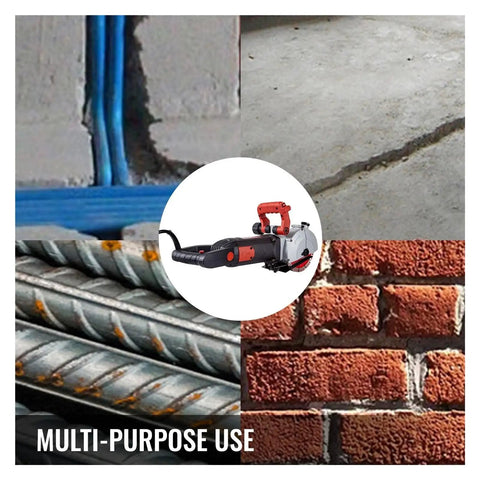 Heavy Duty Electric Wall Chaser Concrete Slotter With Adjustable Depth And Width 125 Mm Blade for cutting grooves in concrete and masonry.