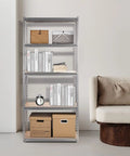 Built Tough Five Tier Storage Shelves With Thick Durable Mdf Boards And Reinforced Steel Frame Fully Adjustable Heavy Duty Shelving Unit For Garage Kitchen Or Office Rock Solid Silver Rack displaying books, boxes, and decor.