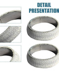 Heavy Duty Graphite Exhaust Donut Gaskets 2 Pack 65mm Inner Diameter detail view with textured surface and flange design.