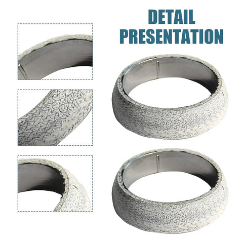 Heavy Duty Graphite Exhaust Donut Gaskets 2 Pack 65mm Inner Diameter detail view with textured surface and flange design.
