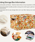 Totally Solid Fall Pumpkin Floral Collapsible Storage Basket With Real Smooth Faux Leather Handles And Water Resistant Fabric for nursery toy organization.