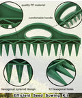 Seed Planter Tool Set With Seed Spreader And Mini Planter for efficient seed dispensing, green hexagonal design.