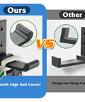 Comparison of Built Different Matte Black Wall Mount Towel And Coat Hooks, showcasing smooth edges versus sharp corners.