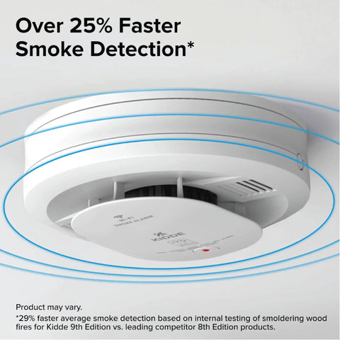Wireless Smart Smoke Detector With Live App Alerts And Aa Battery Backup Plug And Play Wire Free Install For No Sweat Home Watching Snappy Fire Detection That Just Works, side view showing smoke detection feature.