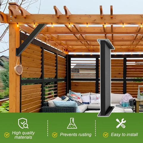 Built Tough 45 Degree Angle Brackets 4 Pack Connector Brace Kit For Wooden Posts And Beams, Ideal For Pergolas, Gazebos, Tree Houses, Cabins And Patios DIY No Wood Cutting Required
