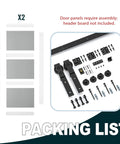 Packing list for Upgrade Your Living Space With These Kickback Style Bifold Barn Doors Featuring Smooth Gliding Frosted Glass Panels 28X84 Inches.