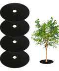 4 Pack 32.2 Inch Non Woven Tree Mulch Rings next to a tree, Weed Barrier Landscaping Fabric for Gardening, Weed Control and Root Protection