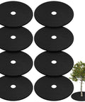 8 Pack 32.2 Inch Non Woven Tree Mulch Ring Thickened Tree Mat Protector Reusable Weed Barrier for landscape trees root protection.