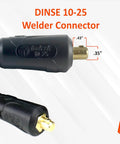 Close-up of Dinse 10-25 connector for Heavy Duty 200 Amp Welding Electrode Holder Lead Assembly With 2 AWG Copper Cable