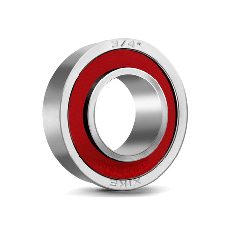 Heavy Duty Three Quarter Inch Roller Bearings For Lawn Mowers And Yard Gear Smooth Spinning Galvanized Carbon Steel Replacement Parts 10 Pack close-up view showing red seal and bearing size