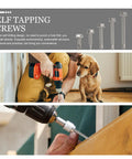Using Self Tapping And Self Drilling Kit in 410 Stainless Steel with Washer Head for easy DIY home fixes, includes storage box.