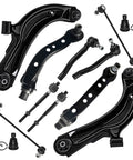 Heavy Duty 12 Piece Front Suspension Kit For 2013 To 2019 Nissan Sentra And Nv200 including control arms and sway bars.