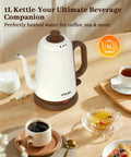 Gooseneck Electric Kettle For Pour Over Coffee And Tea, 1L Capacity, 1000W Fast Boil, 304 Stainless Steel BPA Free, on kitchen table
