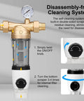 Super Sleek 40 Micron Kickass Spin Down Water Filter And Self Cleaning Backwash Valve disassembly-free cleaning with ON/OFF knob.
