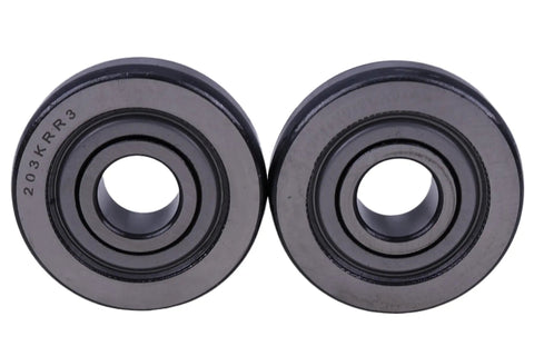 Top Shelf Agricultural Bearing Kit 10 Pack Round Bore 0.628 Inch showing two metal bearings with a smooth finish and a central hole.