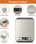 Must Have Digital Kitchen Scale With 11 Lb Capacity, 6 Measurement Units, LCD Display and Stainless Steel Design
