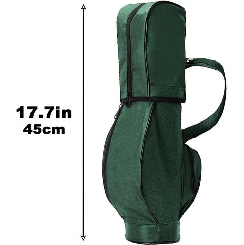 Green carrying case for Golf Themed 8 Piece Barbecue Grill Utensils Set With Golf Club Spatula Golf Ball Tongs, 45cm height shown