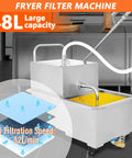 KYTGFH 55 Liter Commercial Deep Fryer Filter Machine Stainless Steel Mobile Cart Oil Purifier with 48L capacity and 32L/min flow.