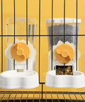 Automatic Pet Water Dispenser With Leakproof Cage Mount Keeps Your Pups Hydrated Straight Up No Mess Easy Hang Bowl, yellow background.