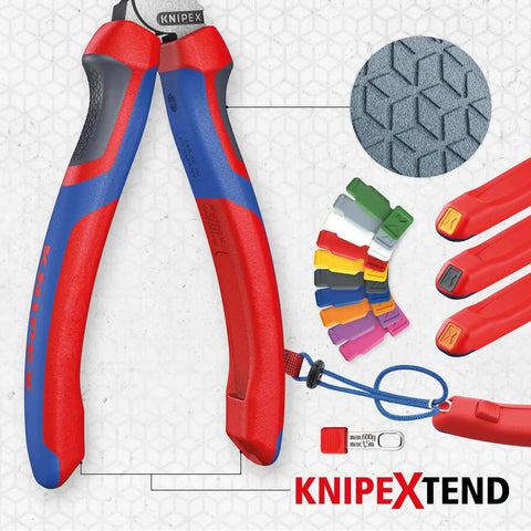 10 Inch High Leverage Angled Diagonal Cutters With Comfort Grip For Pros And DIYers, red and blue ergonomic handles.