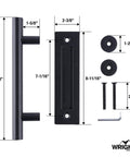 Matte Black Barn Door Pull And Flush Mounted Handle Set For Sliding Interior Doors Includes Hardware One Pack Durable