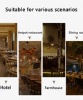 Image showing various dining environments including hotel, hotpot restaurant, farmhouse, and dining room.