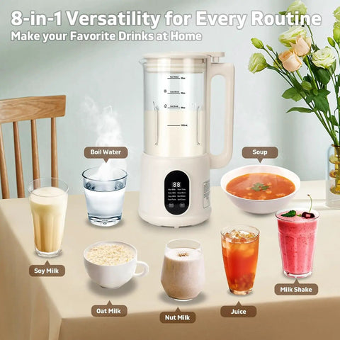 All In One Nut Milk Maker For Almond, Oat, Soy Milk And Plant Based Drinks, 40oz Capacity, 8 Functions on kitchen table