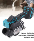 Grab Your Gear With This Battery Powered Mini Circular Saw 3 Inch Handheld Knockout 19000 Rpm Zero Fuss Ready Includes Two Heavy Duty Blades, close-up view.