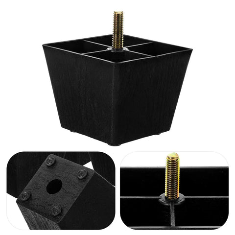 8 Pack Square Adjustable Sofa Legs with Threaded Studs, 3 Inch Height for Chairs and Couches, Close-Up Detail View