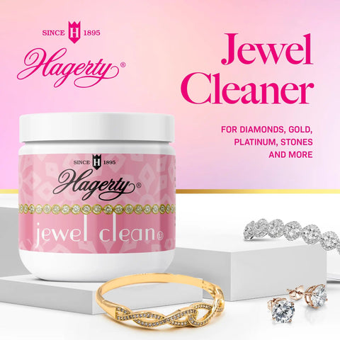 Top Tier Jewelry Cleaning Kit For Diamonds Gold And Platinum Sweeps Grime Away To Restore Lively Shine On Precious Stones Quick With Kosher Certified Gentle Formula Includes Handy Dipping Basket And Nylon Brush with Jewel Cleaner and jewelry pieces.