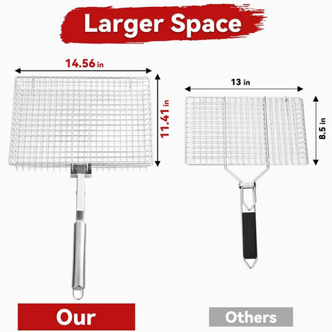 Comparison between Extra Large Grill Basket For Outdoor Grillin With Detachable Handle and smaller basket