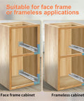 4 Pair 15 Inch Undermount Soft Close Drawer Slides With Full Extension Concealed Bottom Mount Built Heavy Duty displayed in face frame and frameless cabinet.