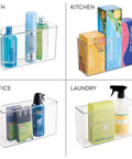 Clear Plastic Wall Mount Organizer for Kitchen Bathroom Office Garage and Craft Room versatile storage boxes holding toiletries, bags, cleaner, and sheets