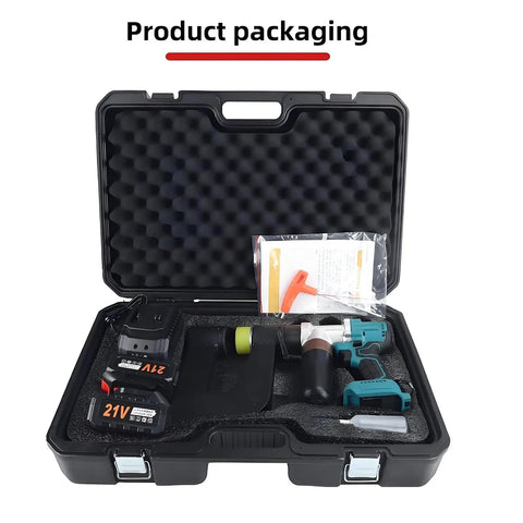 Pro Grade Cordless Hydraulic Punch Kit With 6000mAh Battery and six die sets in carrying case