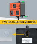 Ortis Automatic Vacuum Switch, orange control panel with dual outlets and black rear housing.