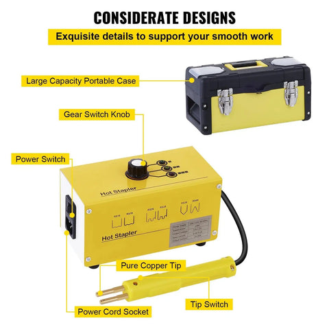Get Your Ride Looking Crisp Again With This Legit Plastic Welding Kit Featuring Dope Rapid Heating Technology And Smooth Joint Repairs making components of hot stapler and case.