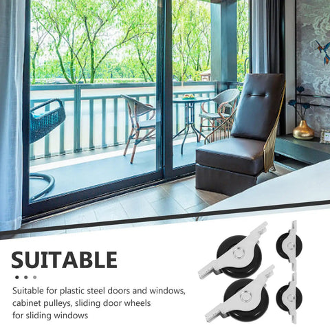 Premium Heavy Duty 40mm Nylon Sliding Door Roller Pulley With Steel Double Bearings displayed in a living room setting.