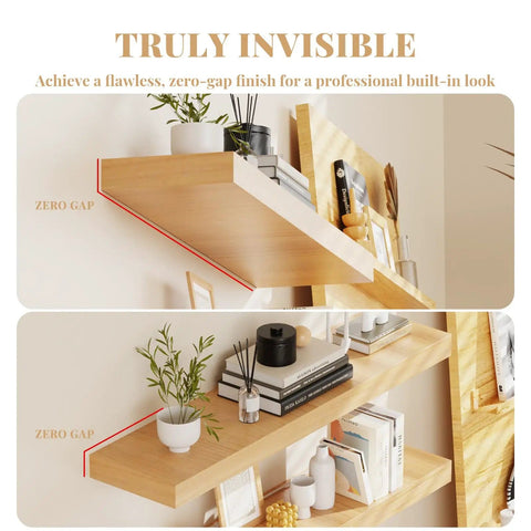 Heavy Duty Floating Shelf Brackets With Reusable All Metal Jigs For Pros And DIYers, supports shelves with zero-gap design