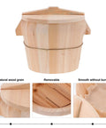 Rugged Wooden Rice Steamer Bucket With Lid showcasing natural wood grain, removable lid, and smooth interior for easy cleanup.