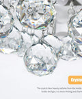 Close-up of crystal clear pendant detail on Led Flower Ceiling Light With Remote Dimmable Modern Flush Mount Chandelier