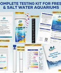 Complete Aquarium Water Test Strips Kit including digital thermometer and color chart for smooth PH, chlorine, ammonia, and hardness results.