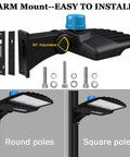 150W LED Parking Lot Light 21000 Lumens 5700K Daylight White with arm mount and adjustable panel installation parts